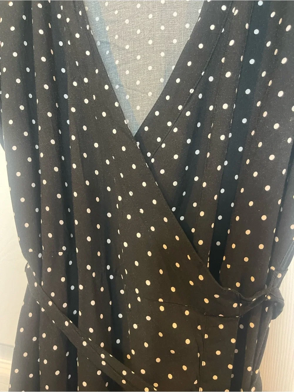 Old Navy Black Polka Dot Wrap Mini Dress Size Large